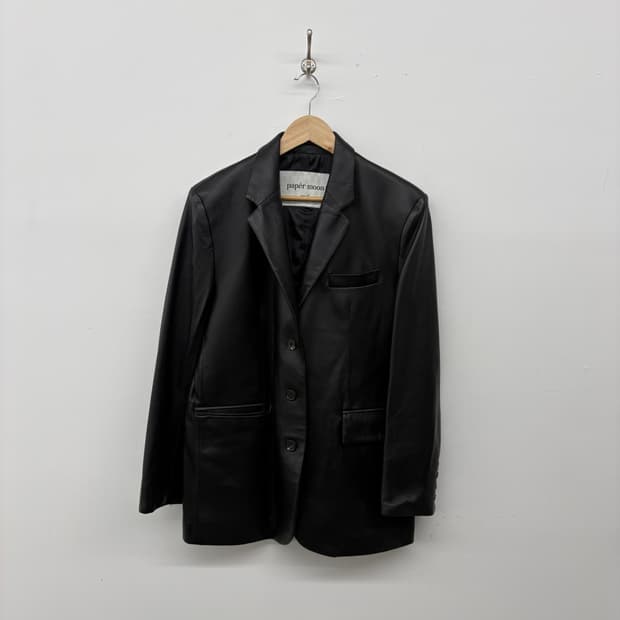 빈티지 양가죽 블랙 레더 자켓 여/M