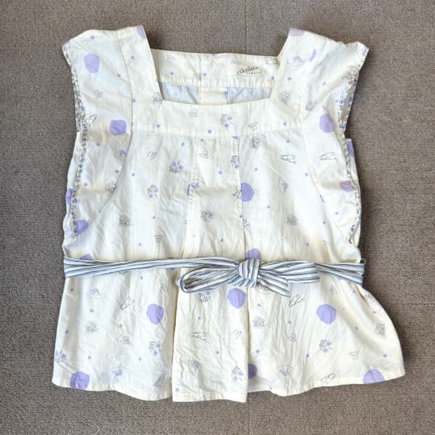 cikolata 라벤더 프린트 코튼 블라우스