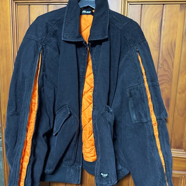 팔라스 집 봄버 데님 블랙 zipped bomber denim