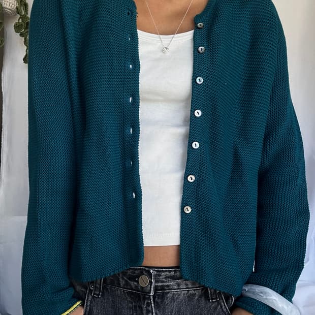 빈티지 청록 니트 가디건
