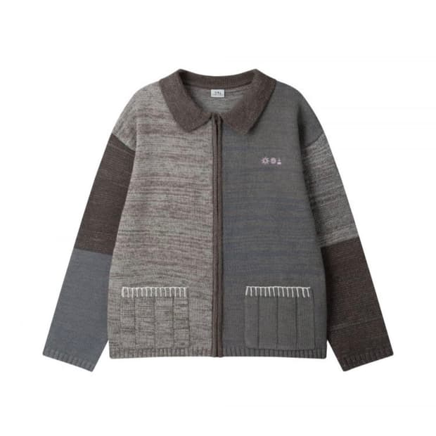 어스지구 MELANGE KNIT JACKET (CHARCOAL) 