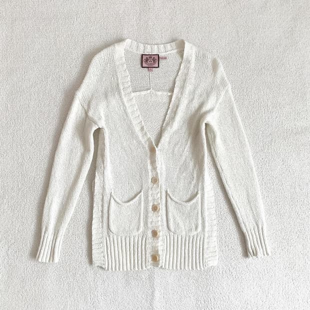 y2k 쥬시꾸뛰르 크림아이보리 트임 가디건