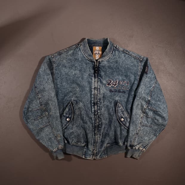 빈티지 데님 자수 봄버자켓 C512
