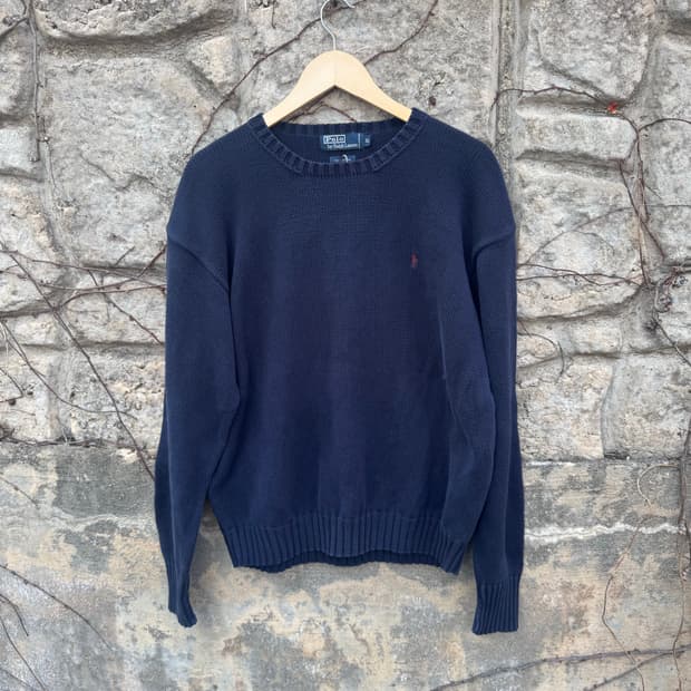 90s 폴로 랄프로렌 빈티지 코튼 니트 네이비 xl