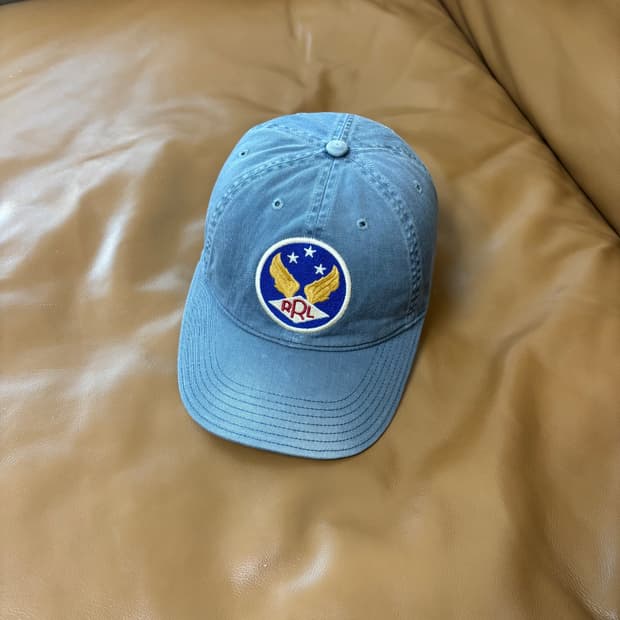 RRL 더블알엘 랄프로렌 폴로 윙로고 6패널 볼캡 모자 미드나잇 블루