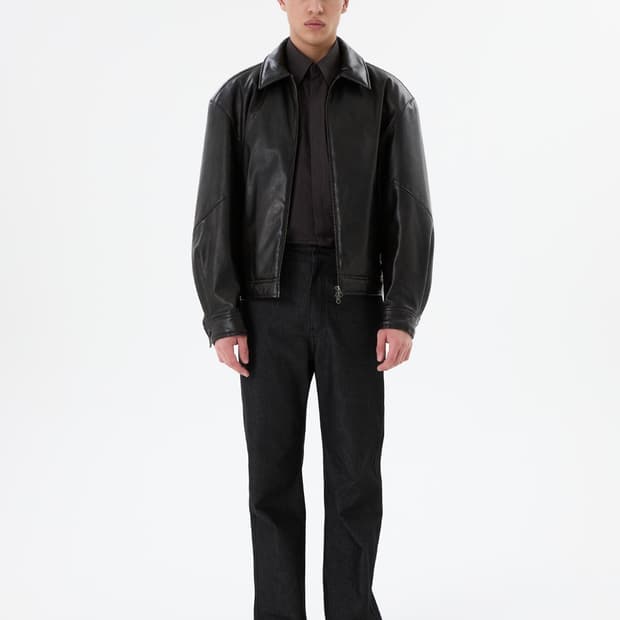 아모멘토 25fw 신세틱 레더 자켓