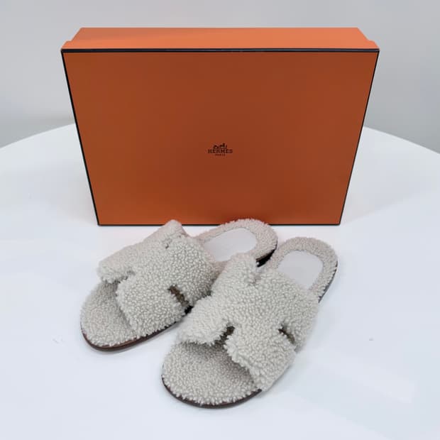 [미사용/265] 에르메스 이즈미르 시어링 퍼 샌들 슬리퍼