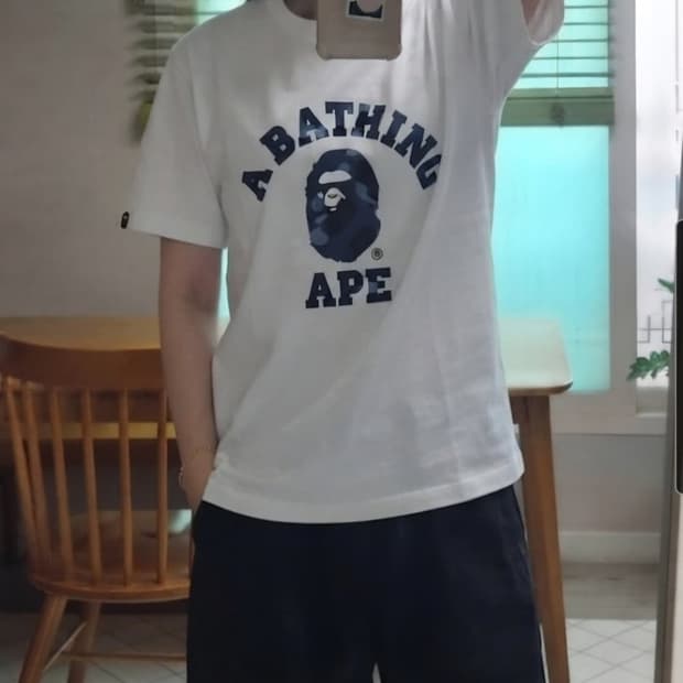 베이프 블루카모 반팔티 화이트M