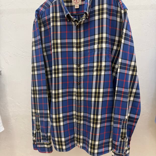 Red Fleece Button Down Check Shirt