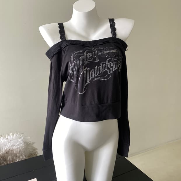 할리데이비슨 커스텀 오프숄더 탑