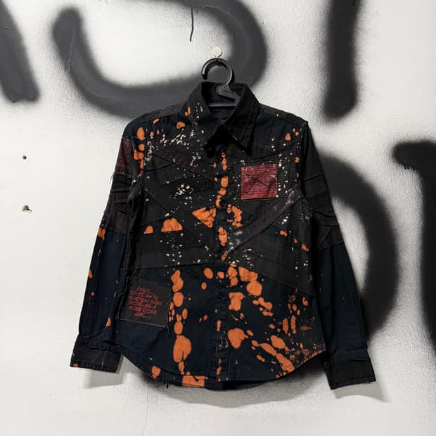 VTG 빈티지 그런지 펑크 타이다이 패치 디테일 긴팔 셔츠