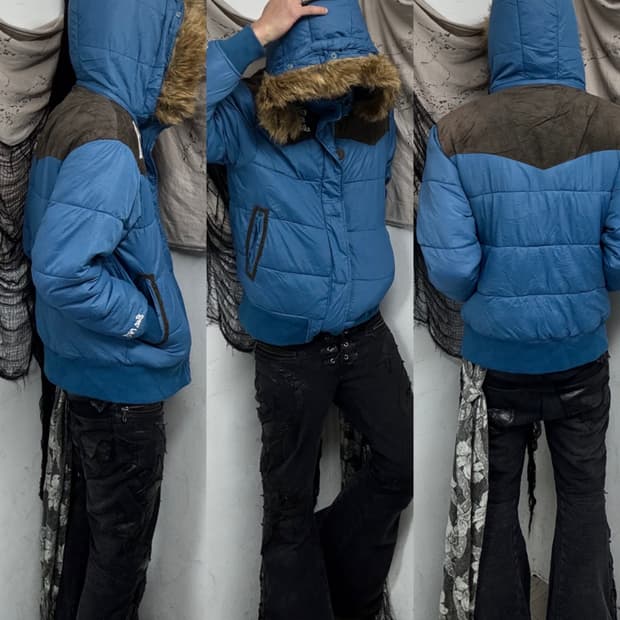 [TC SURF] Y2k Mood Blue Fur Padding