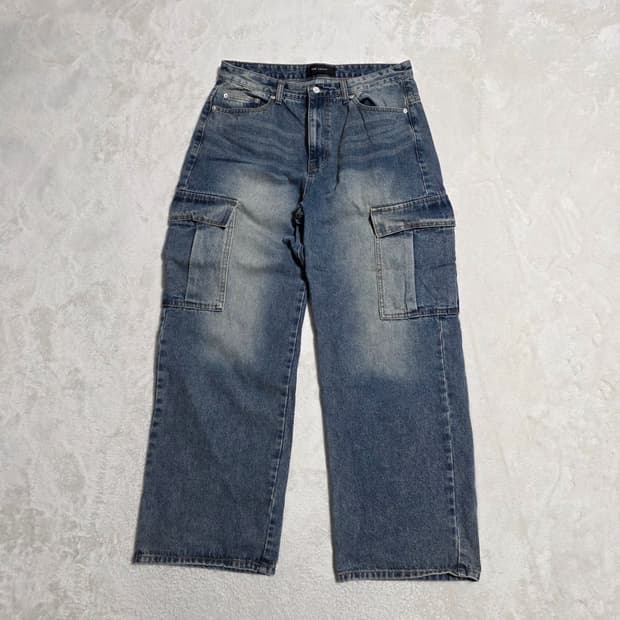 (L)더크로그 워싱 데님 카고 팬츠