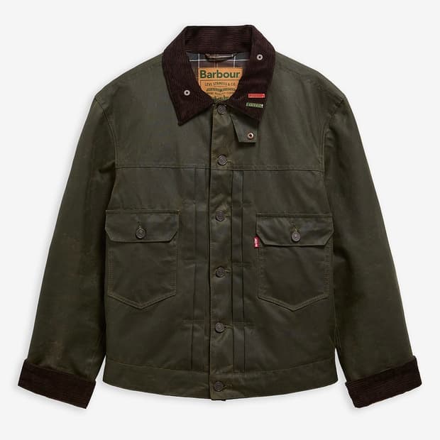 리바이스 x 바버 타입 2 왁스드 자켓 올리브 왁스