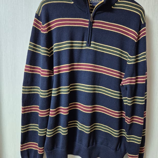 브룩스브라더스 스트라이프 하프넥 니트 스웨터 메리노울 라지