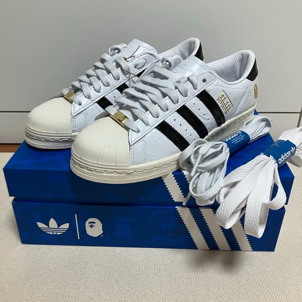 [255] 아디다스 x 베이프 슈퍼스타 빈티지 클라우드 화이트 코어 블랙