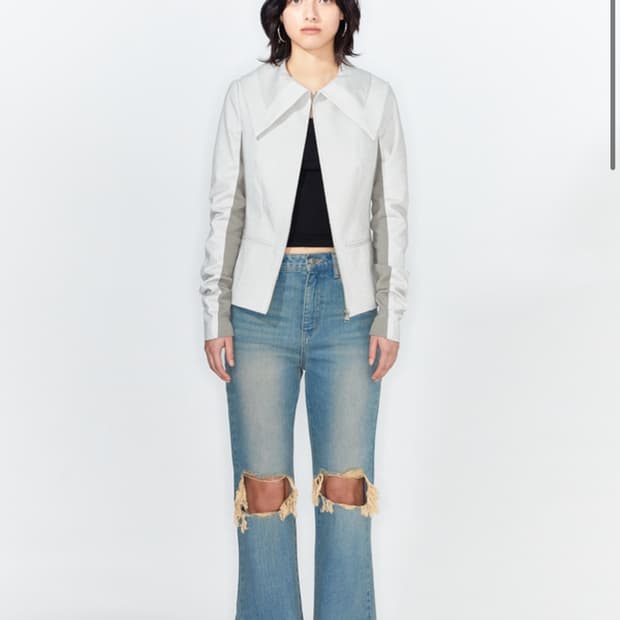 DEINET 스크래치 데미지 부츠컷 데님팬츠 블루