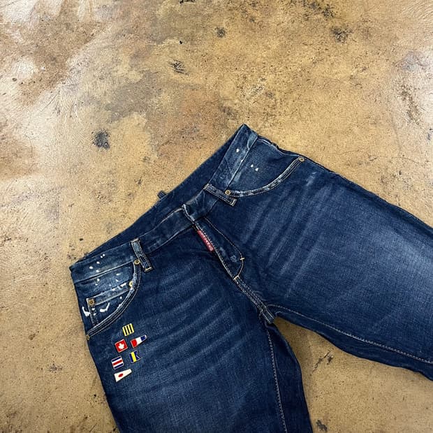 [정품/46] Dsquared2 깃발 패치 데님 청바지 b16