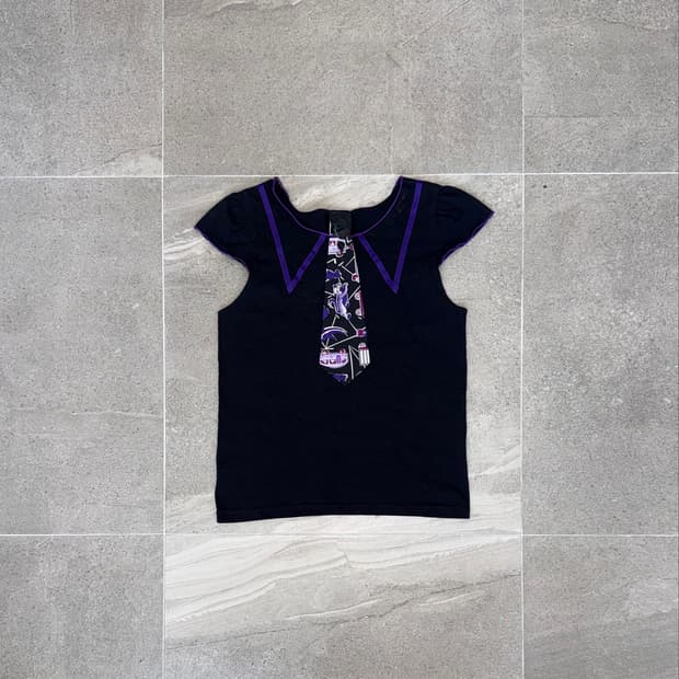 Anna Sui black purple kitsch tie half t 