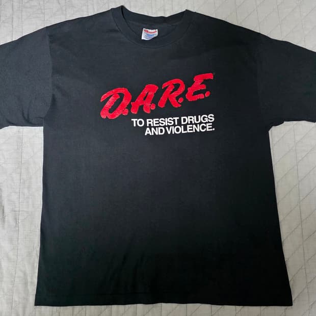 [XL] 90s 빈티지 DARE 티셔츠 블랙 ver.헤인즈2 Like L