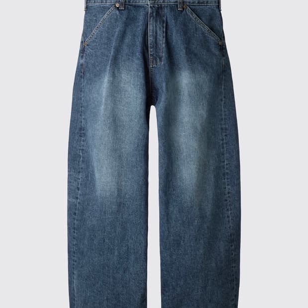 해칭룸 와이드 커브드 팬츠 워싱 블루 1사이즈