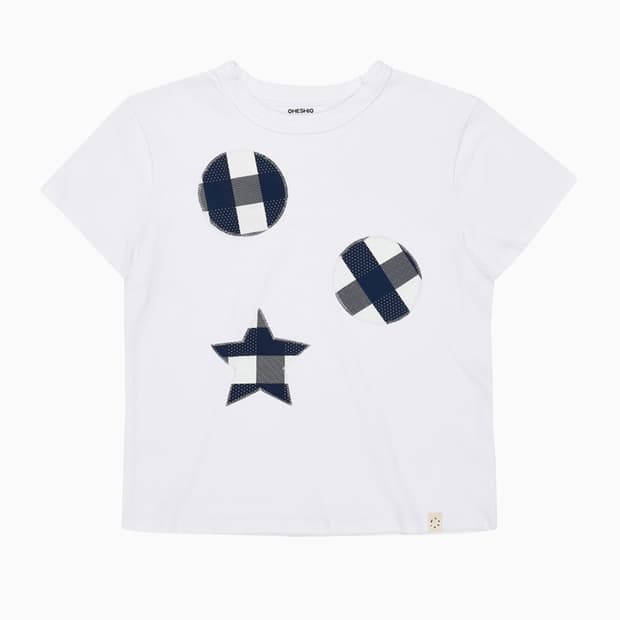 오헤시오 CHECK PATCHY T-SHIRTS, WHITE