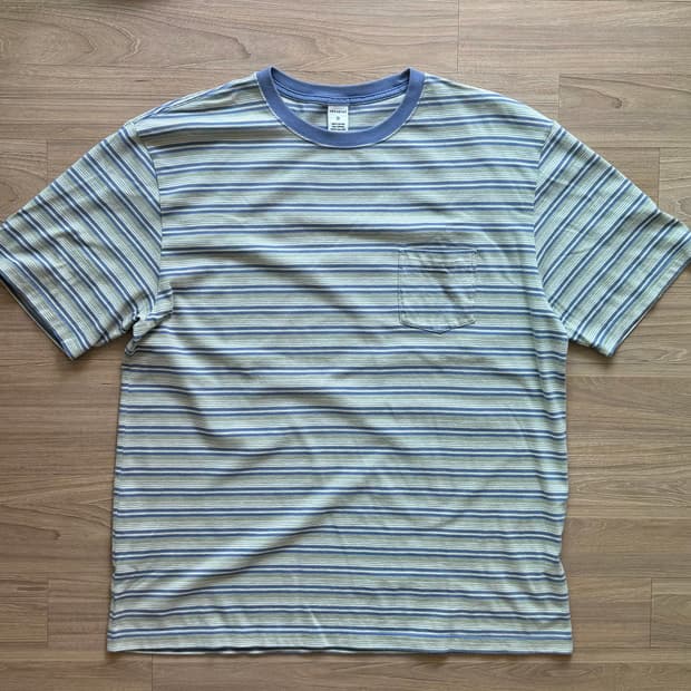 [4,XL] 카키스 보더 스트라이프 반팔 티셔츠