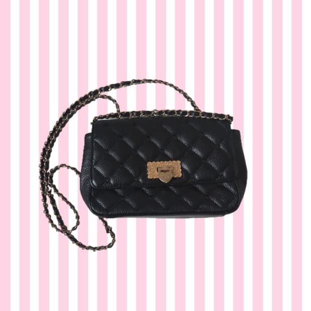 갸루 러브캣 하트퀼팅 크로스백 가방