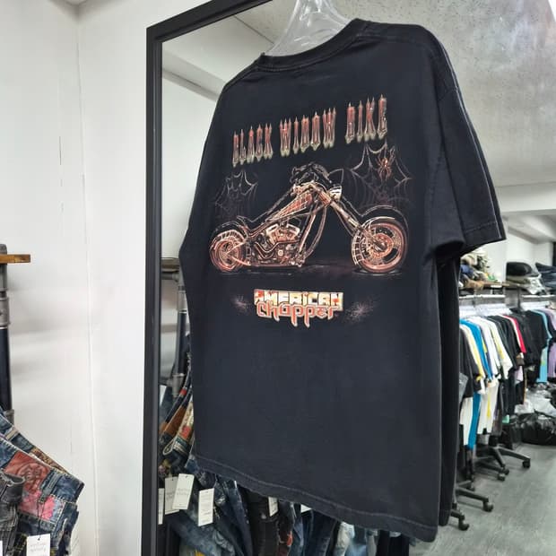 00s American Chopper 블랙 위도우 바이크 티셔츠
