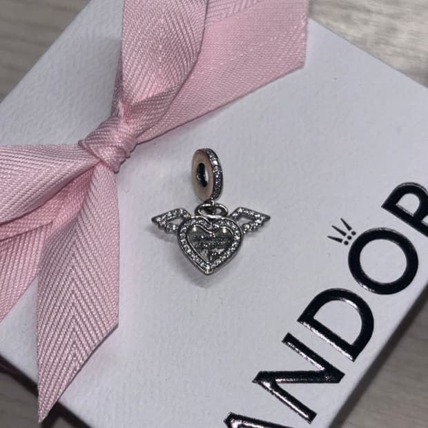 판도라 큐빅 하트 엔젤 윙 참