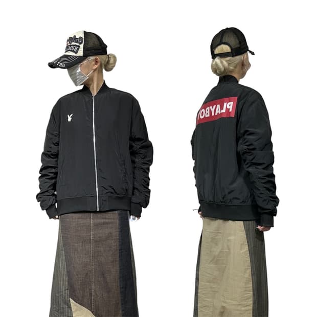 플레이보이 블랙 항공 잠바 빅 로고 마원 점퍼 L