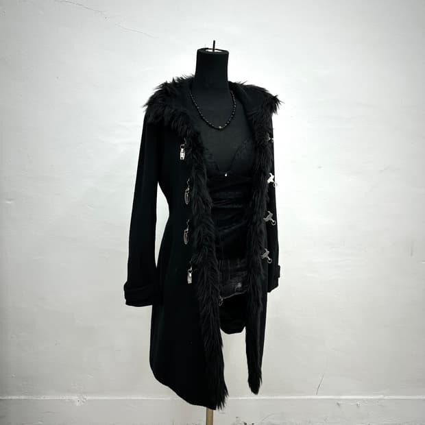 Buckle detail fur jacket