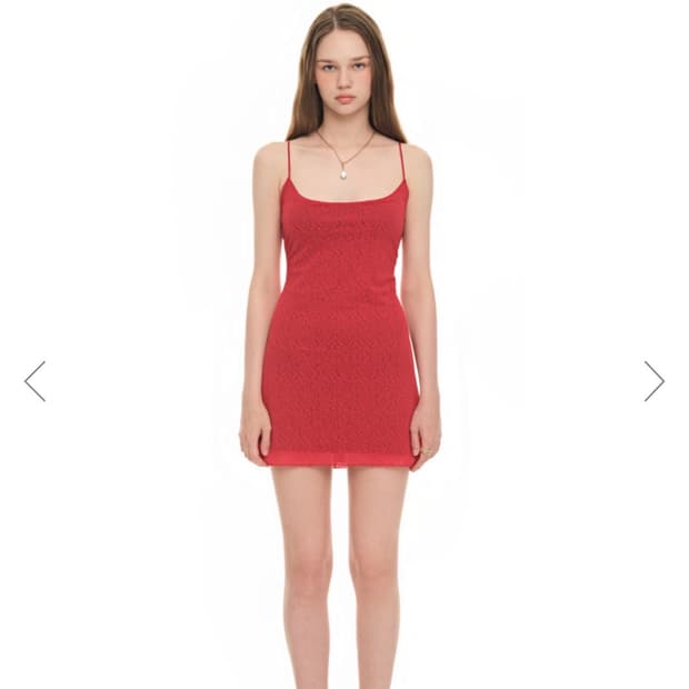 구매)투머치택스 SPAGHETTI STRAP LACE MINI DRESS
