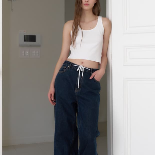 헤더먼트 018 string drape denim (deep blue)