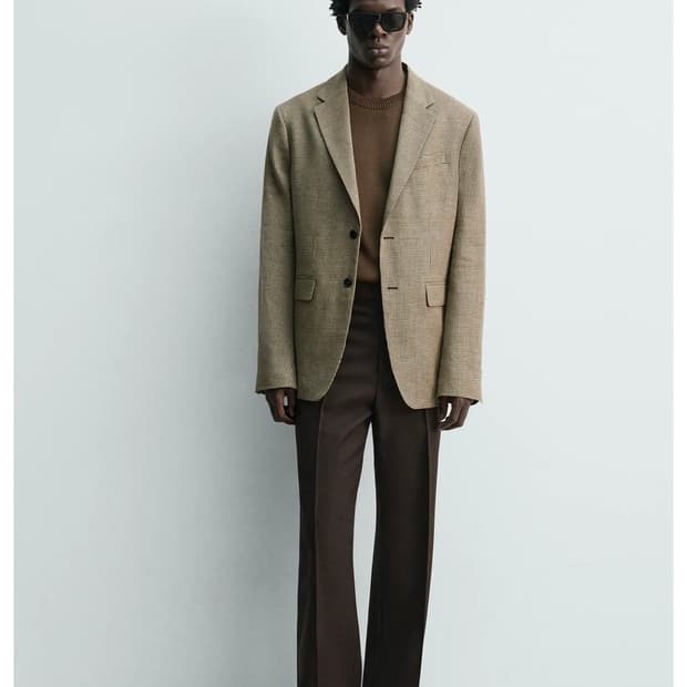 ZARA-코튼 하운드투스 블레이저