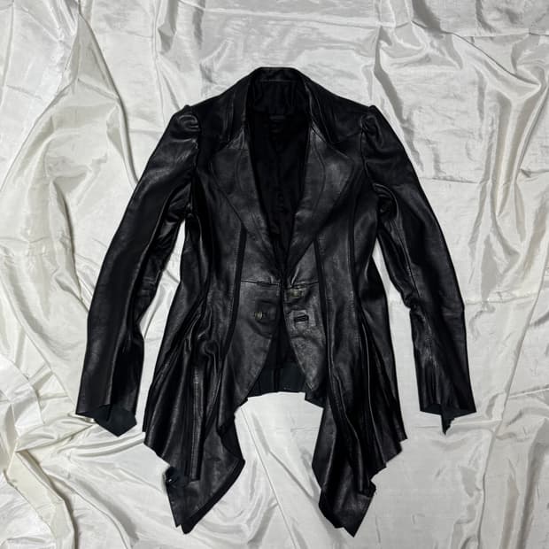 00s Mode Shirring Ramskin Leather Jacket