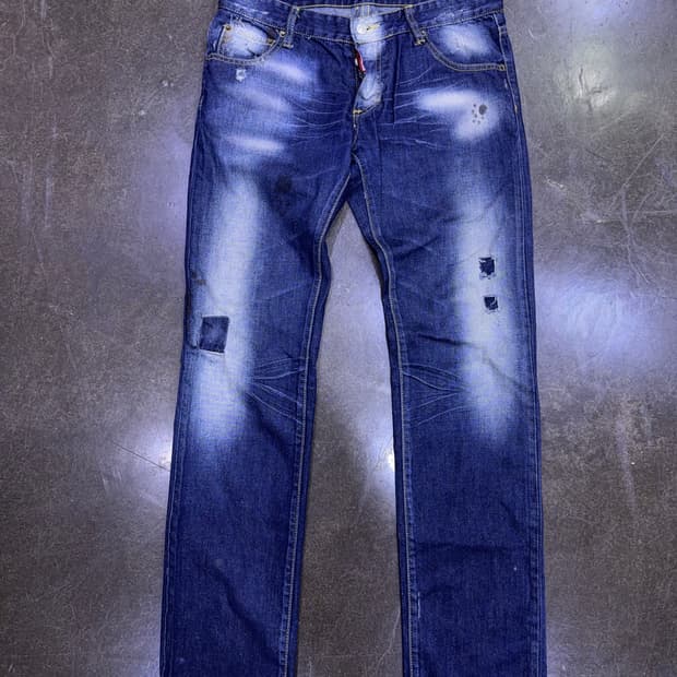 디스퀘어드2 야구진2 빈티지 데미지워싱 슬림핏 데님팬츠 50