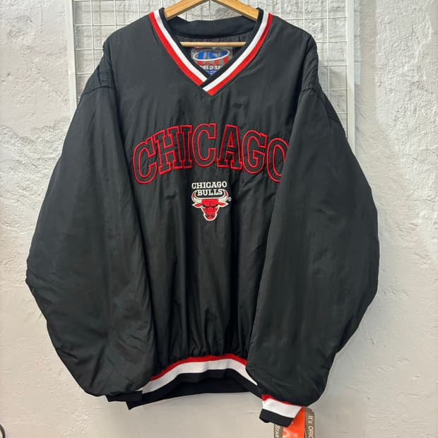 90s USA 월드 센스 시카고 불스 블랙 웜업 바람막이 XL