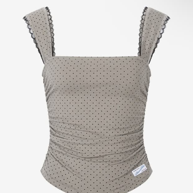 Anne Dot Lace Sleeveless Top (Khaki)