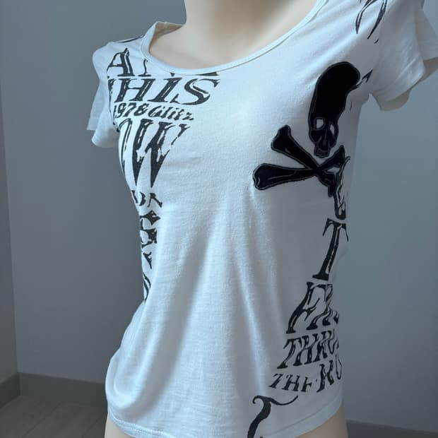 해골 프린팅 딱붙 반팔티