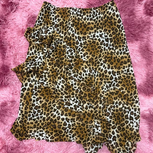 호피 레이스 미디 스커트