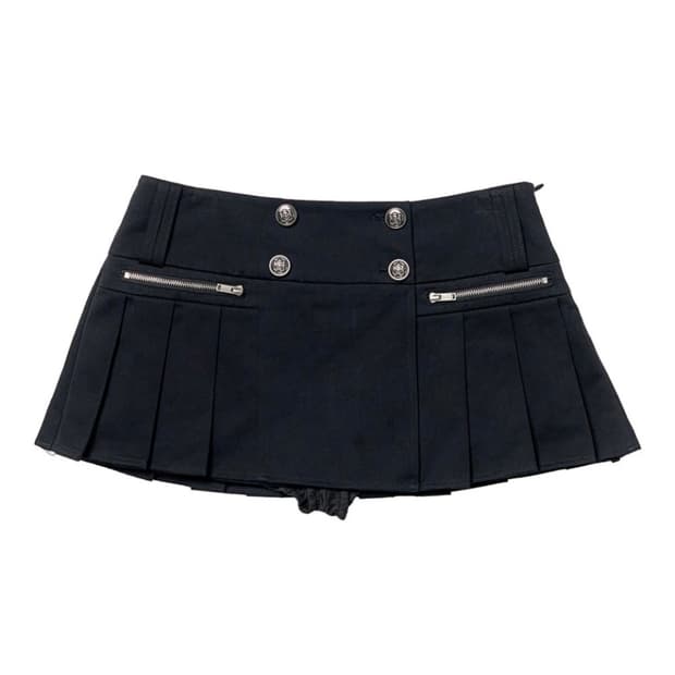스키즘인듀싱 아카데미 랩 버튼 스커트 블랙 S
