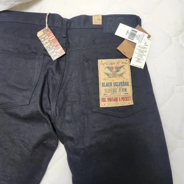 [32x32] rrl 더블알엘 빈티지파이브포켓 블랙온블랙 새상품