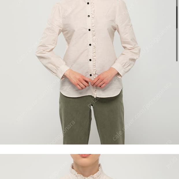 모디아티코 프릴 린넨 옐로우 블라우스 