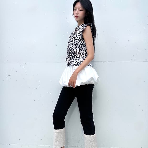 Ballon mini skirt / white