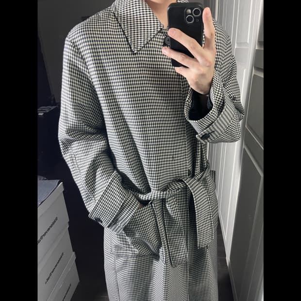 [L] 8seconds 에잇세컨즈 하운드투스 체크 트렌치 코트