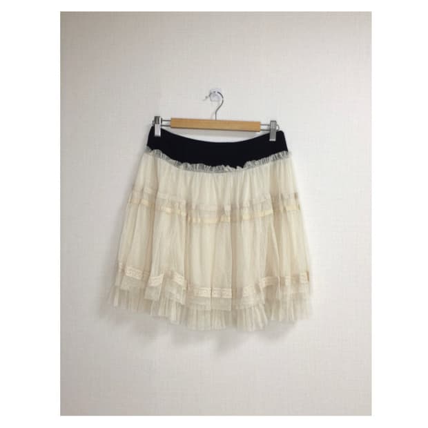 빈티지 아이보리 레이스 프릴 스커트