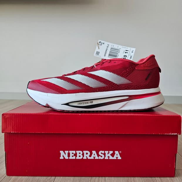 280 새제품 아디다스 아디제로 SL 2 네브라스카 레드 런닝화 러닝화