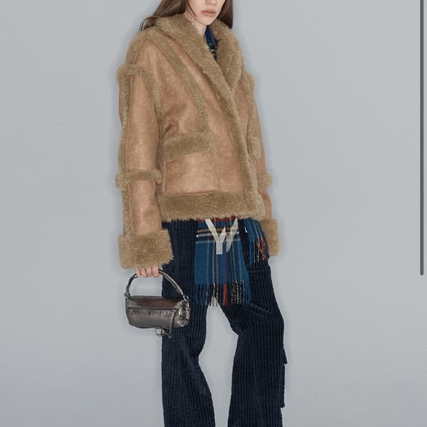 PANELED FAUX-SHEARLING JACKET, CAMEL