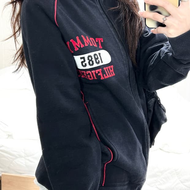 타미힐피거 블랙 코튼집업